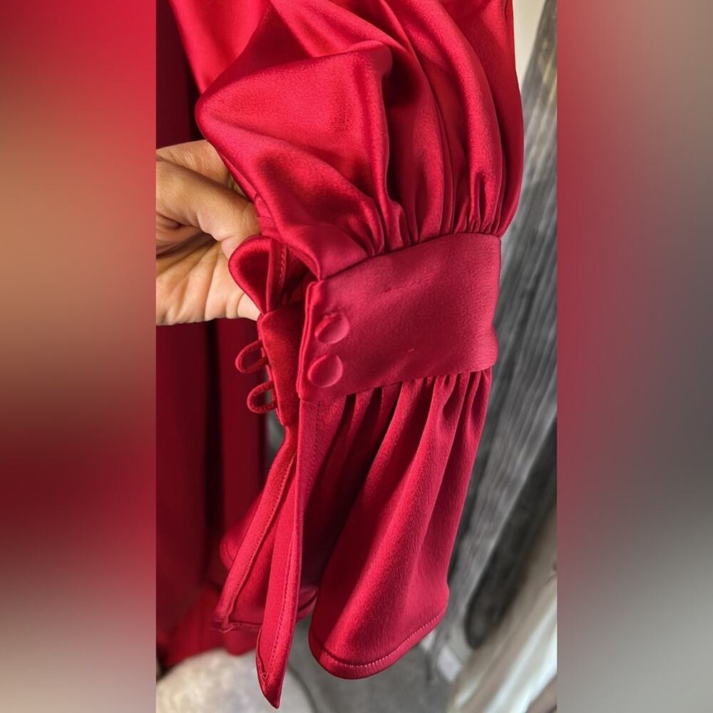 Carolina Herrera Red Dress - Long Sleeve Off Shoulder - Picture 13 of 15